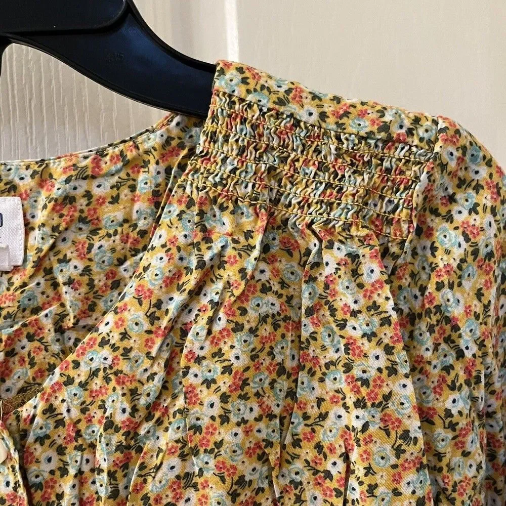 Gap Kids Mustard Yellow Floral Romper 3/4 Sleeve Girls Size Medium 8